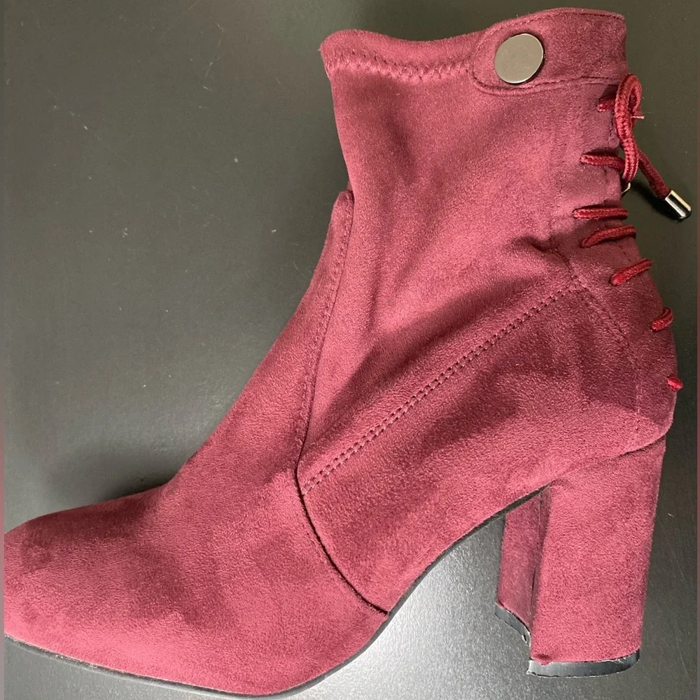 Maroon Suede Booties - Picture 6 of 11